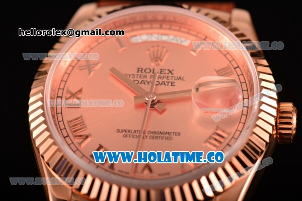 Rolex Day-Date Asia 2813/Swiss ETA 2836/Clone Rolex 3135 Automatic Rose Gold Case with Roman Numeral Markers and Rose Gold Dial (BP) - Click Image to Close